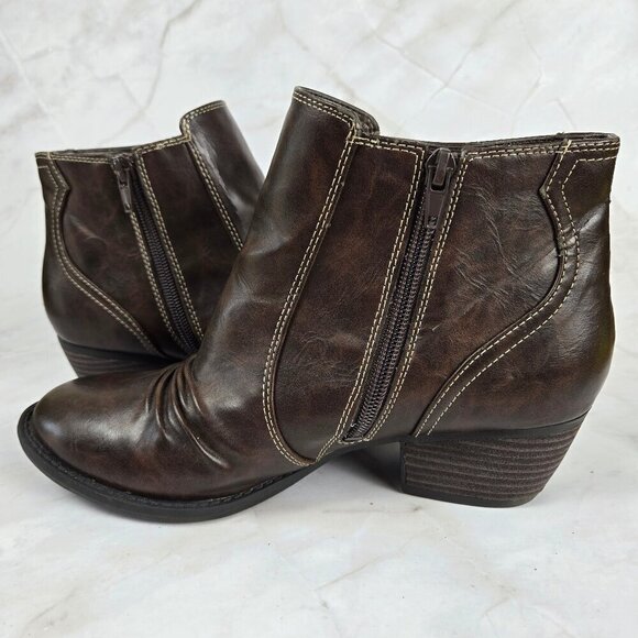 Dr Scholl's Size 8.5 Jolt Brown Faux Leather Booties Side Zipper Chunky Heel - Picture 10 of 16